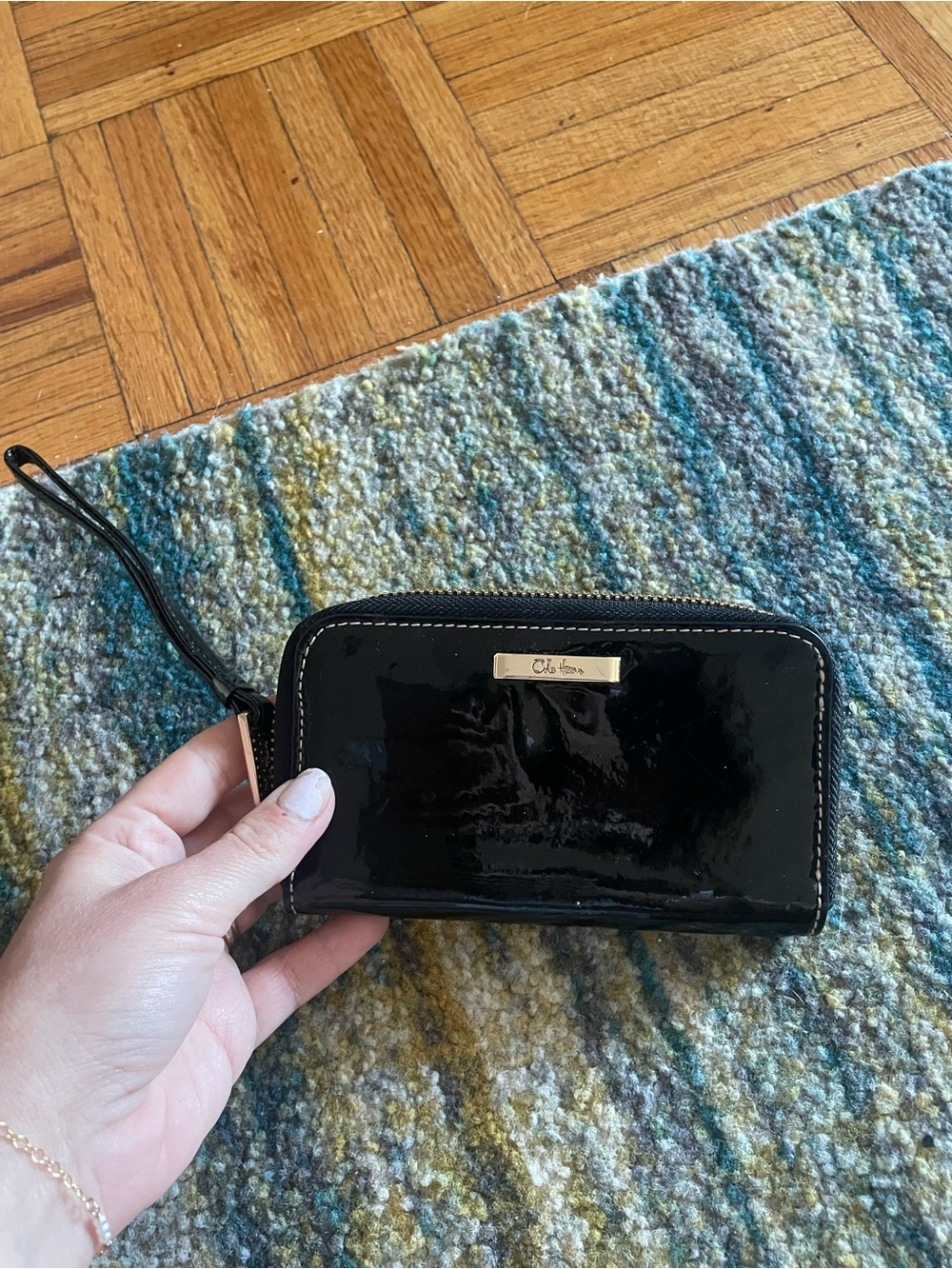 Cole Haan Brand Black Patent Wristlet Wallet